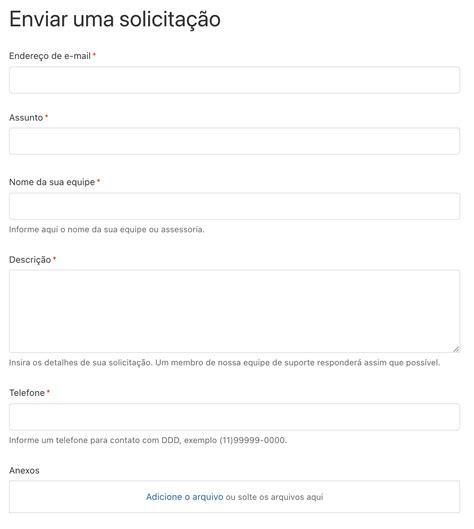 Como enviar uma solicitação de suporte na Central de.